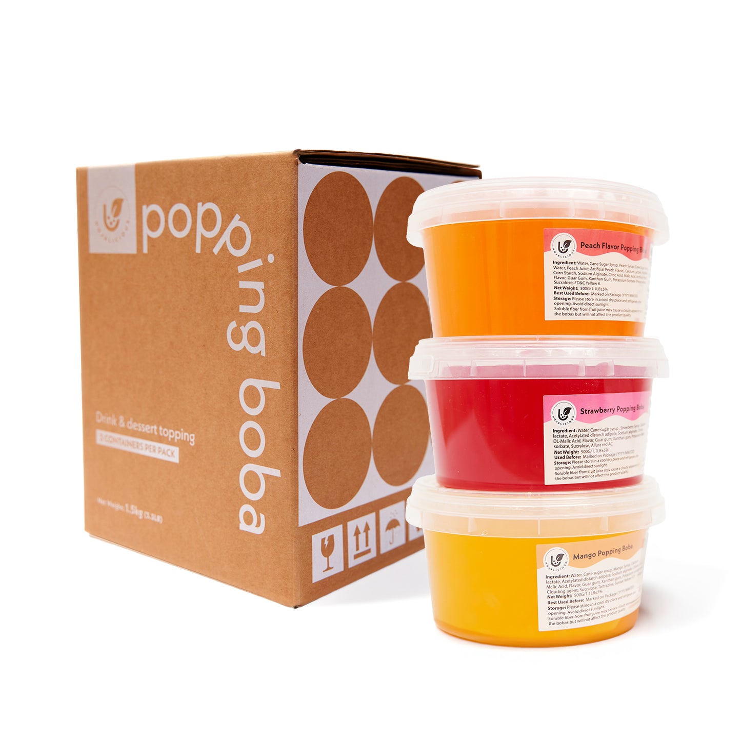 Lot varié de billes de tapioca éclatantes : Original, Orange, Cassis