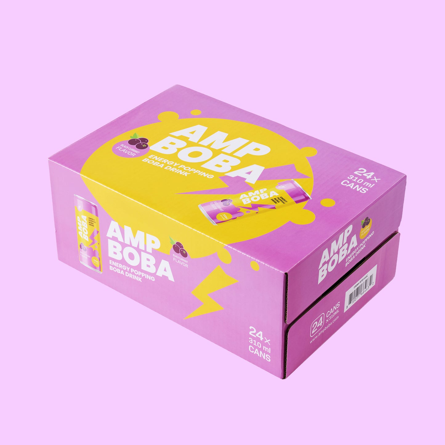 [Buy 10 Get 1 FREE] AMP Boba Energy Popping Drink (11-Case Bundle) - Mix & Match Orange/Black Currant | Perfect for Group Buys