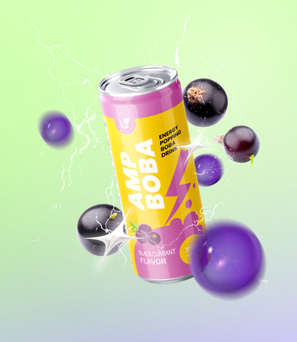 [Buy 10 Get 1 FREE] AMP Boba Energy Popping Drink (11-Case Bundle) - Mix & Match Orange/Black Currant | Perfect for Group Buys