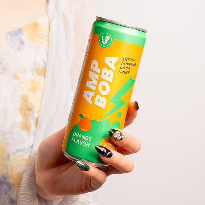 [Buy 10 Get 1 FREE] AMP Boba Energy Popping Drink (11-Case Bundle) - Mix & Match Orange/Black Currant | Perfect for Group Buys