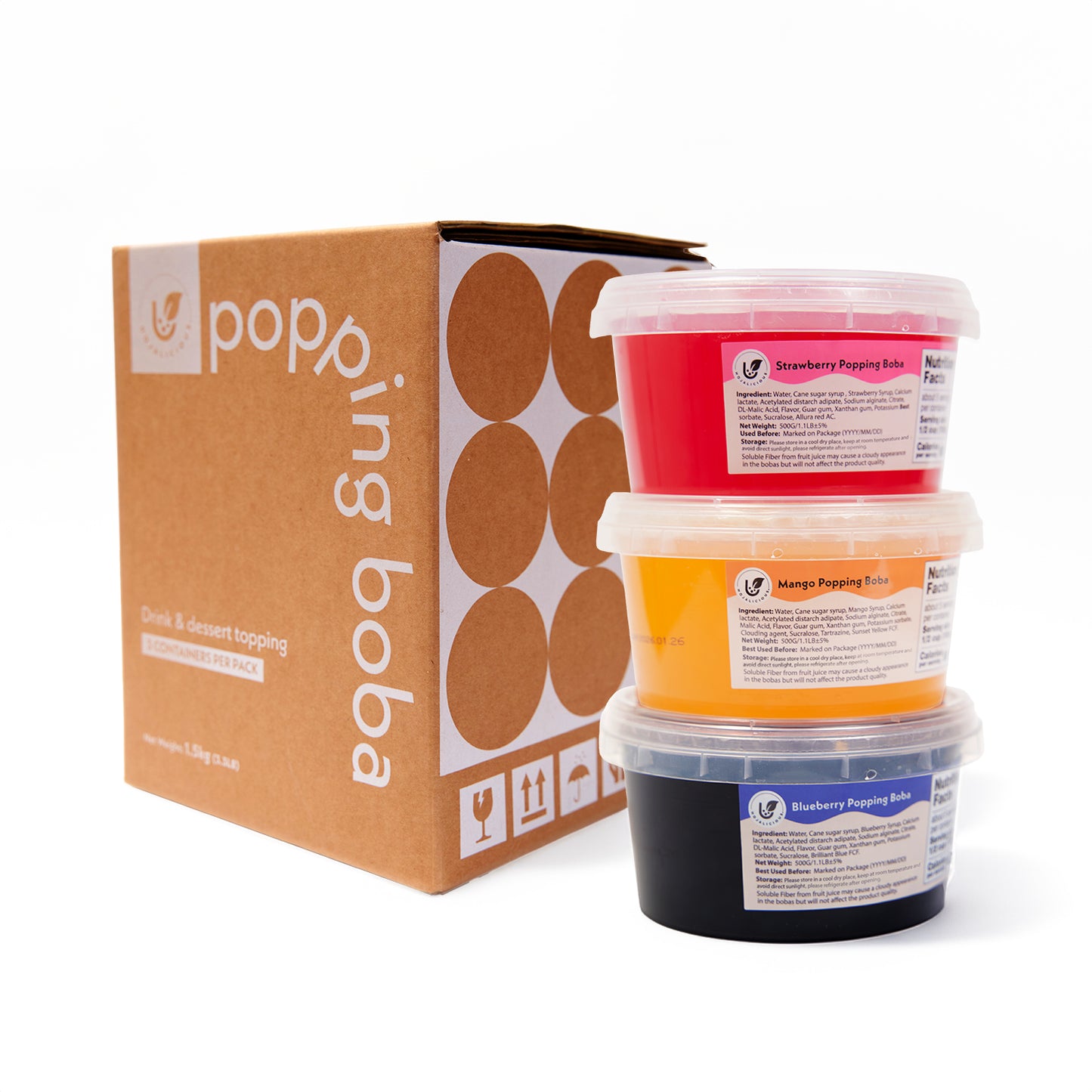 Lot varié de billes de tapioca éclatantes : Original, Orange, Cassis