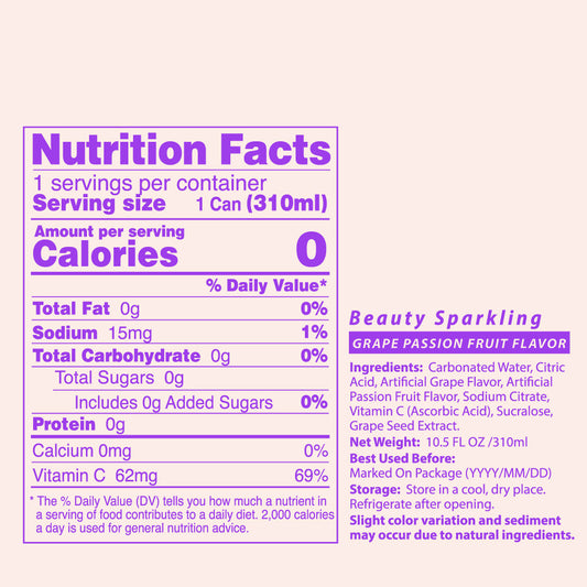 Swiiyo Aura Beauty Sparkling Water – Grape Passion Fruit