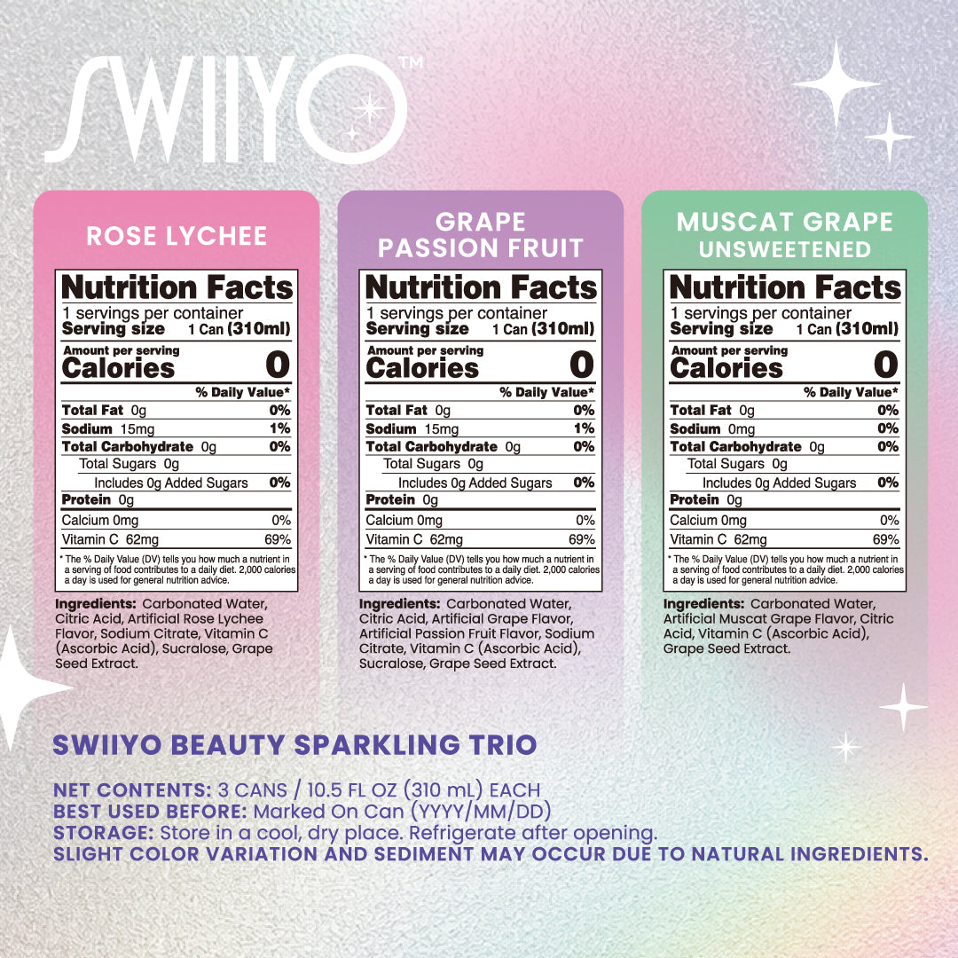 Swiiyo Aura Beauty Sparkling Trio (Three Flavors, One Glow Ritual)