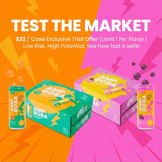 [Exclusive Trial] AMP Boba Energy Popping Drink (1 Case) | $22 Special (Limit 1 Per Flavor)