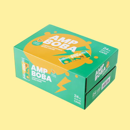 [Buy 10 Get 1 FREE] AMP Boba Energy Popping Drink (11-Case Bundle) - Mix & Match Orange/Black Currant | Perfect for Group Buys